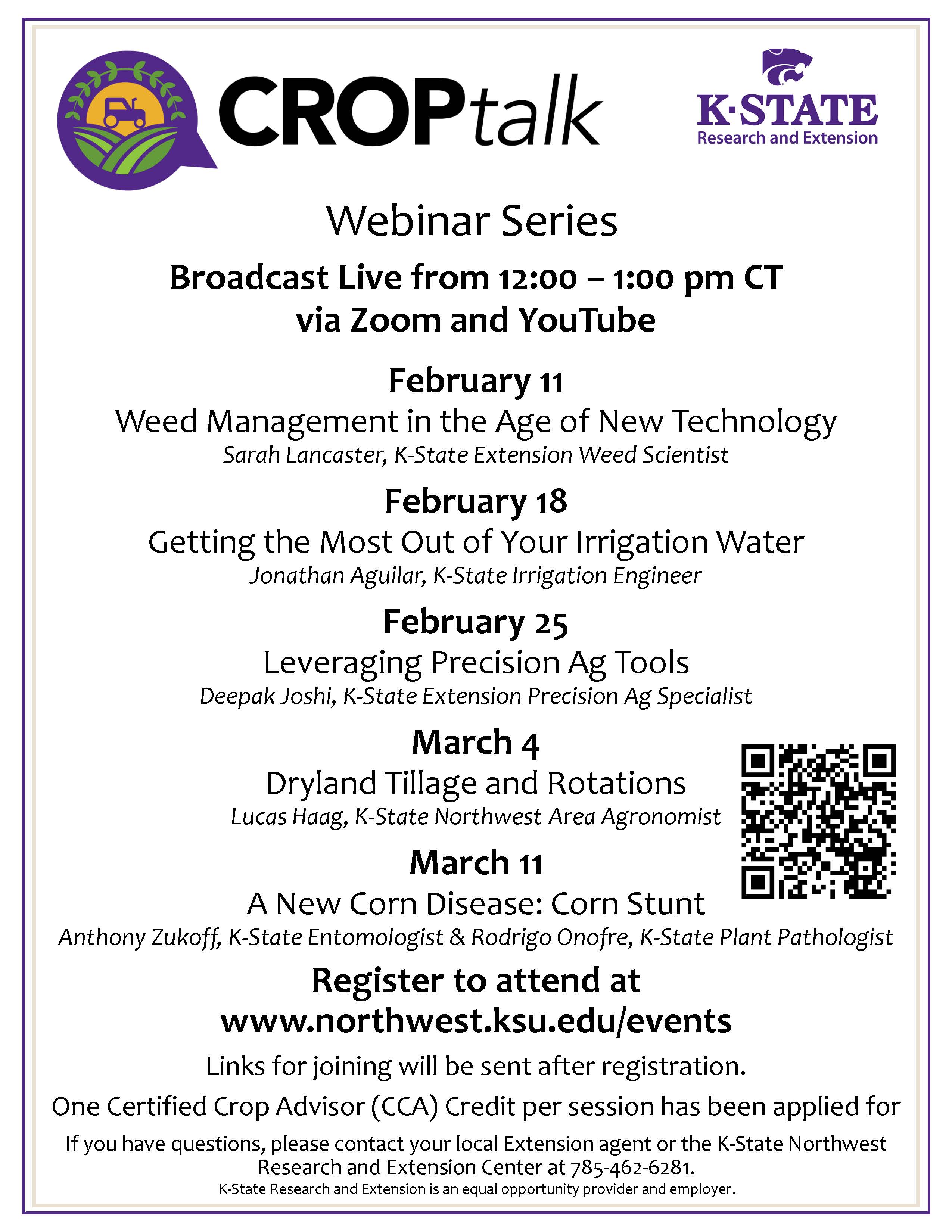 Crop Talk Webinars flyer