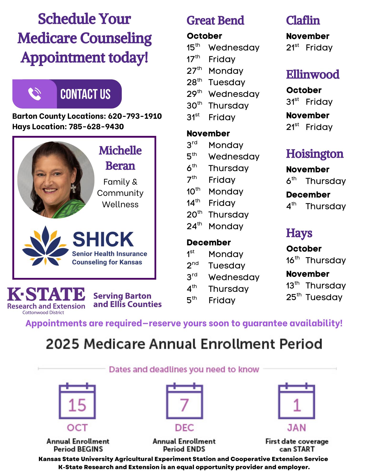 Schick appointment schedule